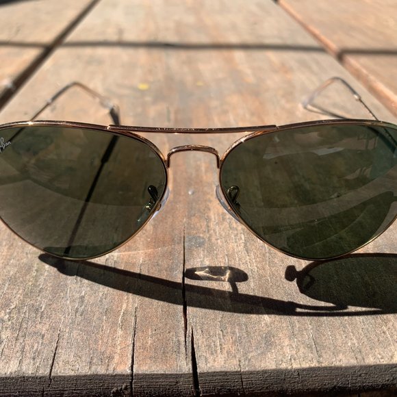 Ray Ban Classic Green and Gold Aviator Sunglasses 58 14 - Picture 4 of 7
